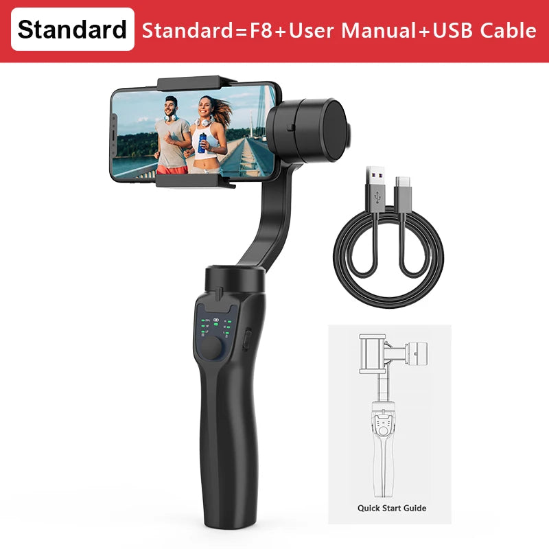 F8 Handheld 3-Axis Gimbal Phone Holder Anti Shake Video Record Stabilizer for Xiaomi iPhone Cellphone Smartphone - My Store