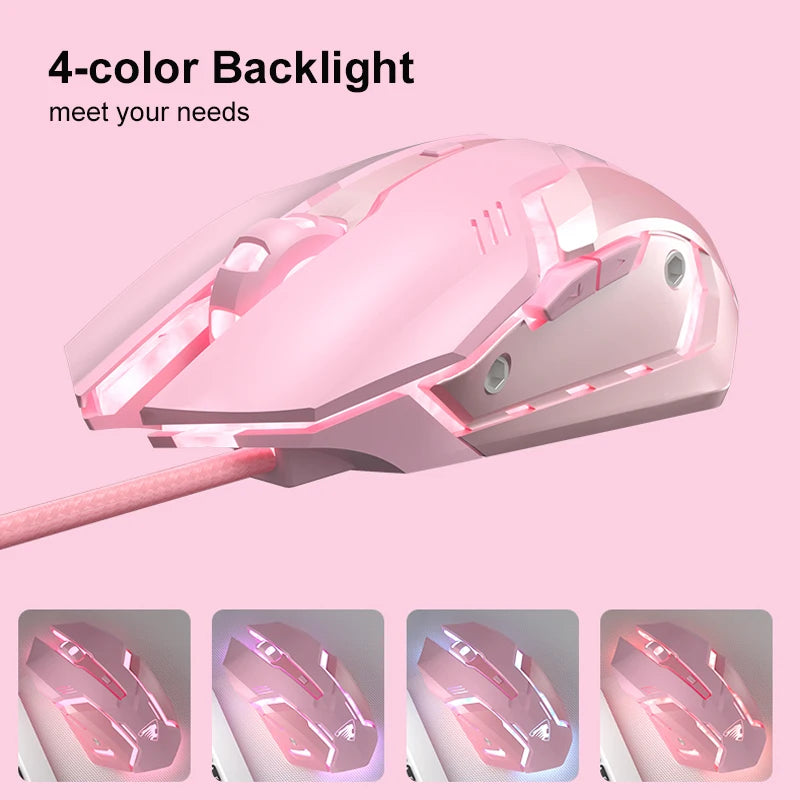 Wire Gaming Mouse Silent Mause Ergonomic 4 Keys Backlit Mini Magic Mouse For Laptop Computer PC Gamer Silent Mouse Gift For Girl - My Store