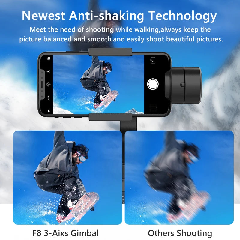 F8 Handheld 3-Axis Gimbal Phone Holder Anti Shake Video Record Stabilizer for Xiaomi iPhone Cellphone Smartphone - My Store