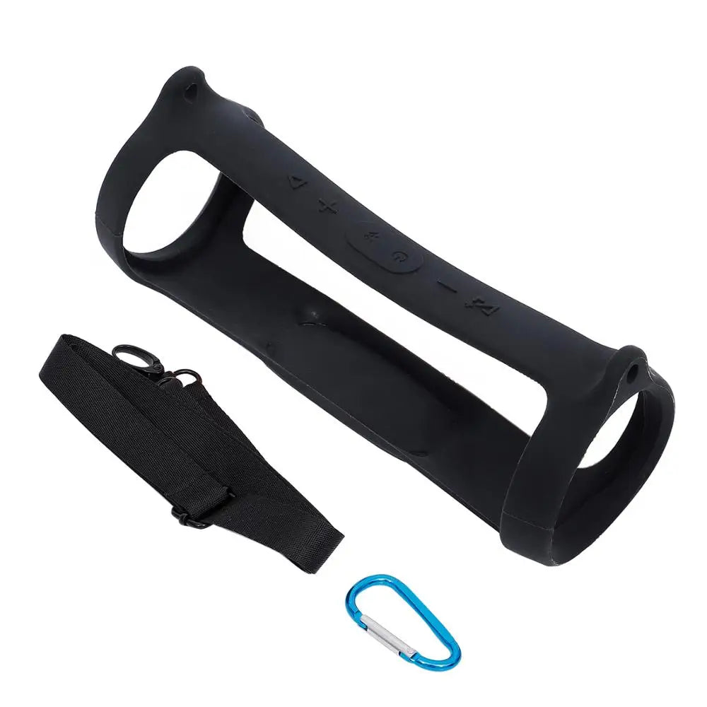 New Silicone Case Cover Skin With Strap Carabiner for JBL Charge 4 Portable Wireless Bluetooth Speaker - My Store