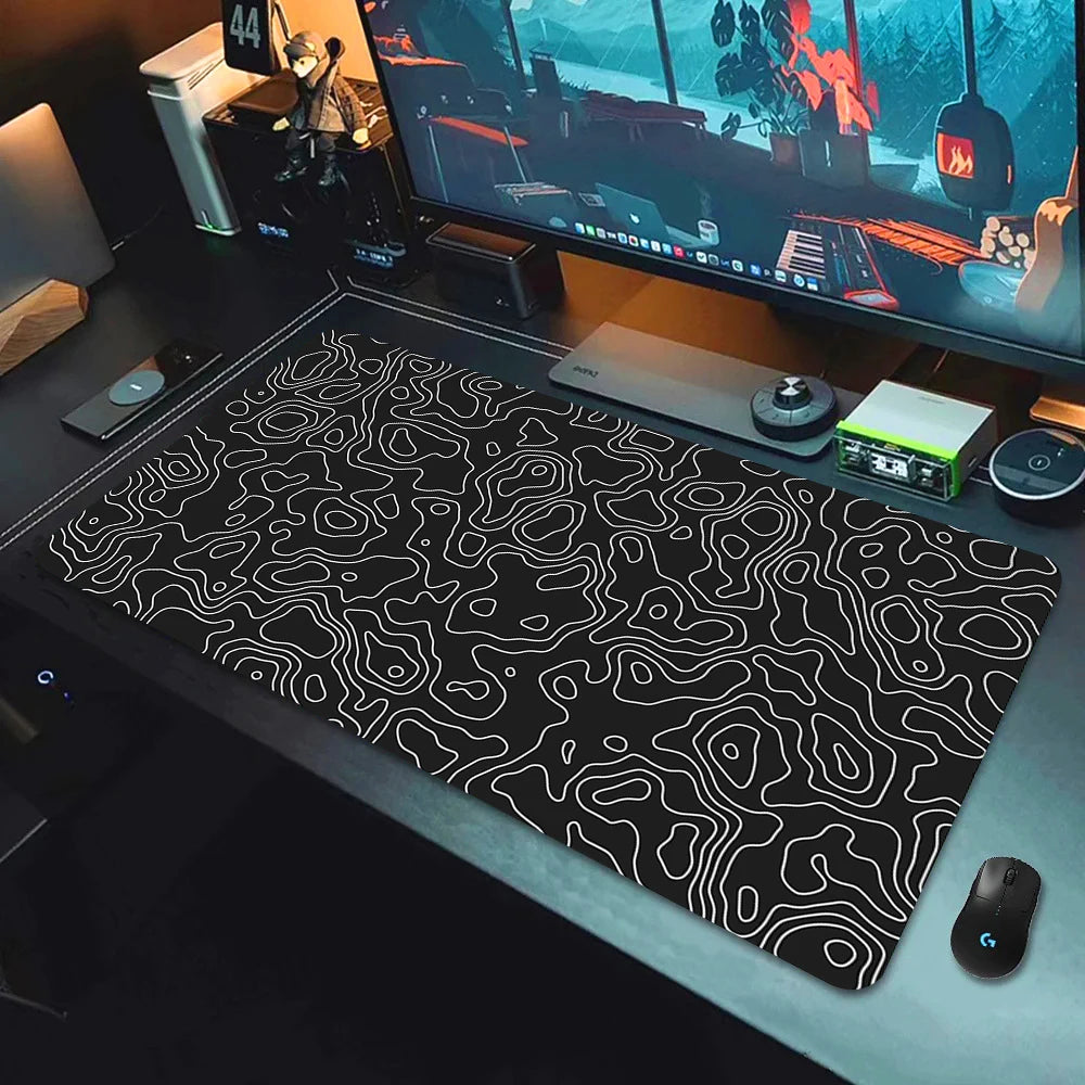 Strata Liquid Stains Black Mouse Pad 900x400 Topographic Big Mousepad Company Gamer Rug Xxl Deskmat HD Diy Personalized Deskpad - My Store