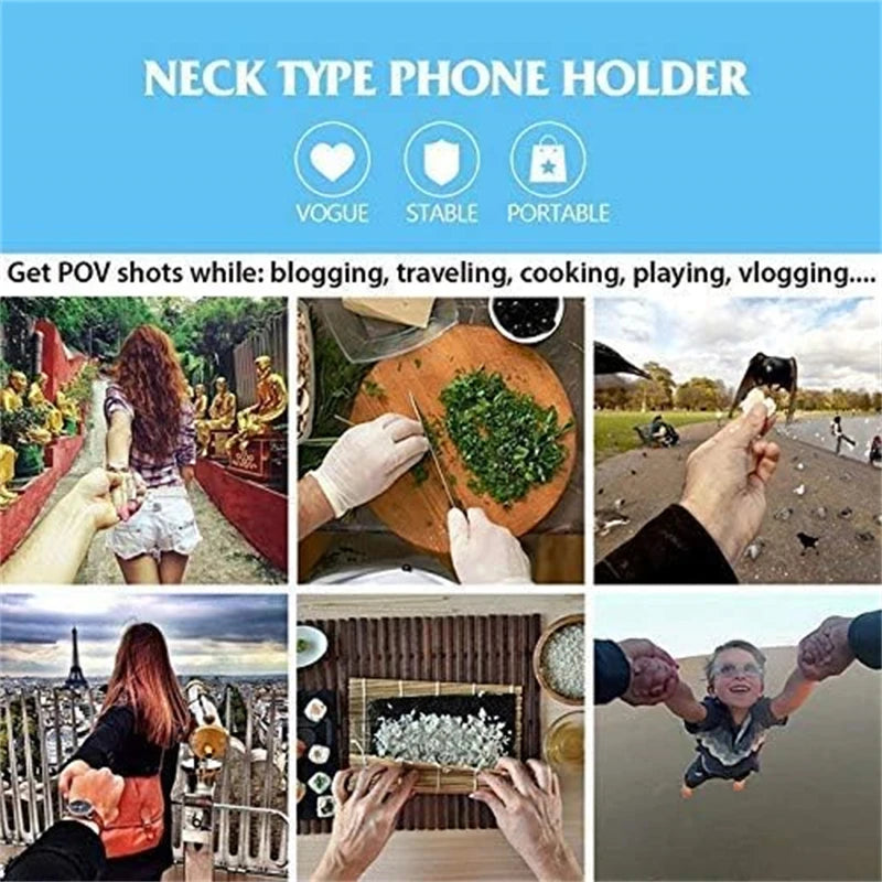 Hands Free Wearable Neck Holder Lazy Phone Stand Universal Hanging Mount for IPhone 15ProMax Samsung GoPro Dock Station Bracket - My Store