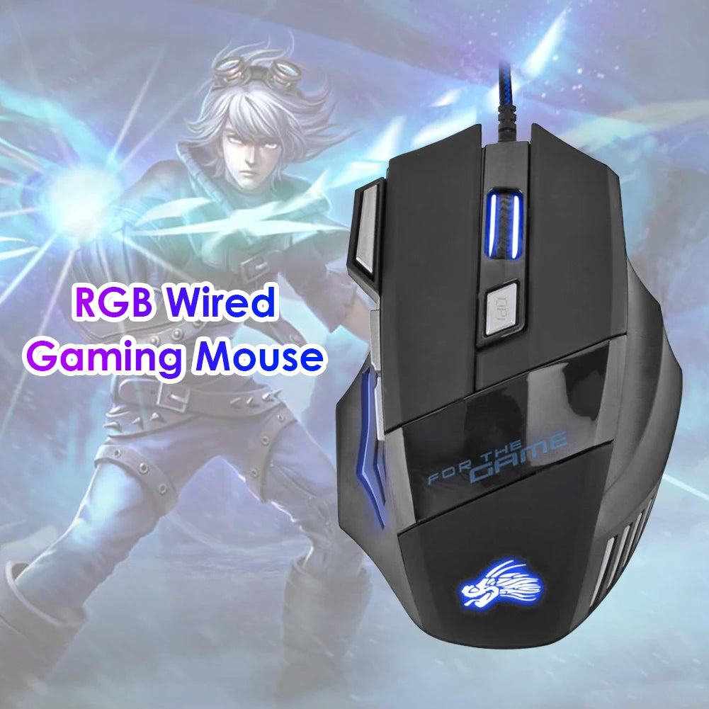 USB Wired Gaming Mouse 7 Button Backlit Ergonomic Mice 5500 DPI Backlight Adjustable Optical Mice for PC Gamer Computer Desktop - My Store