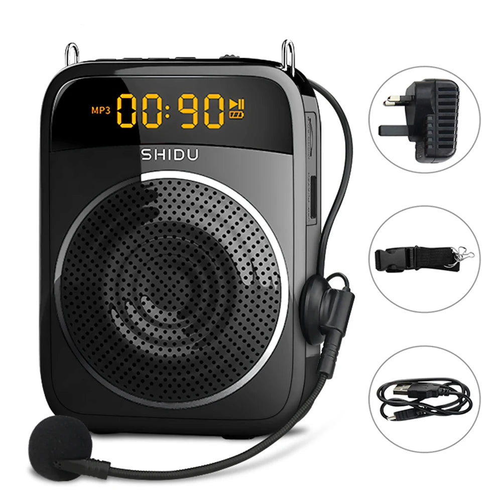 SHIDU 15W Portable Voice Amplifier Wired Microphone AUX Recording Personal Audio Bluetooth Speaker For Teachers Instructor S298 - My Store