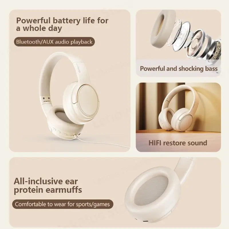 Original Lenovo TH20 Wireless Bluetooth 5.3 Headphones Dual Mode Headset Foldable Sport Headphone Music Headset Gaming Earphone - My Store