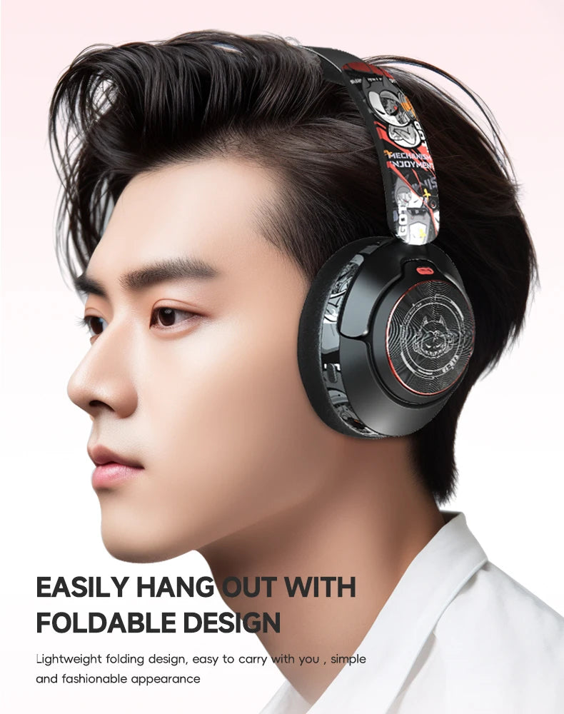 2024 Hand Painted ANC Wireless Headphones Over Ear Active Noise Cancelling Bluetooth 5.4 Headset Deep Bass with Microphones - My Store