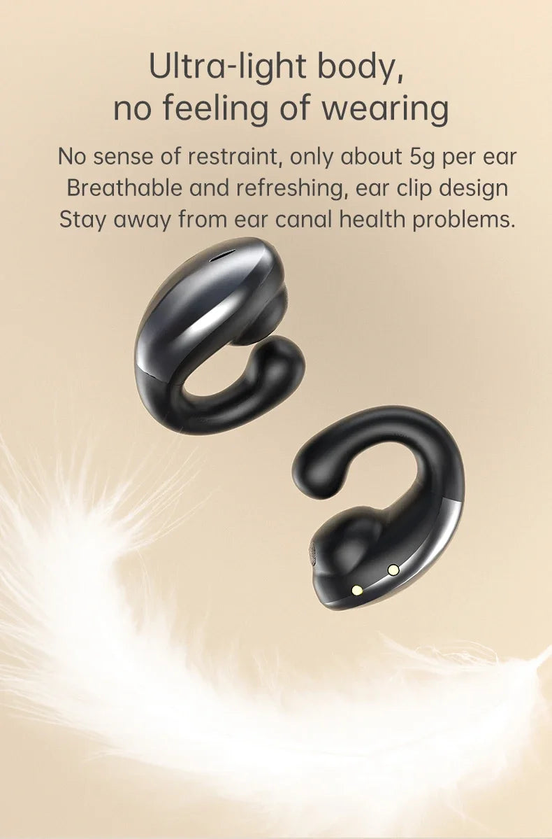 M7 Clip On Earbuds Wireless Bluetooth V5.3 Open Ear Headphones IPX7 Waterproof Earphones Sports Running Work Earbud Hooks - My Store