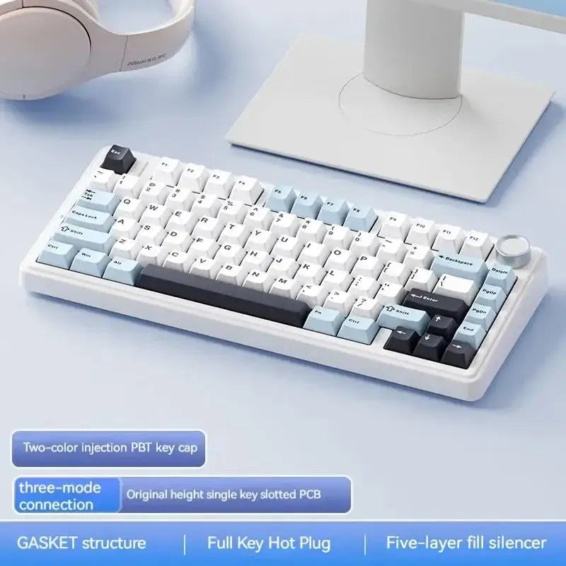 Aula F75 Mechanical Keyboard 80 Key Gasket Structure Full-Key Hot Swap Rgb Three-Mode Wireless Bluetooth Gaming Keyboard Office - My Store