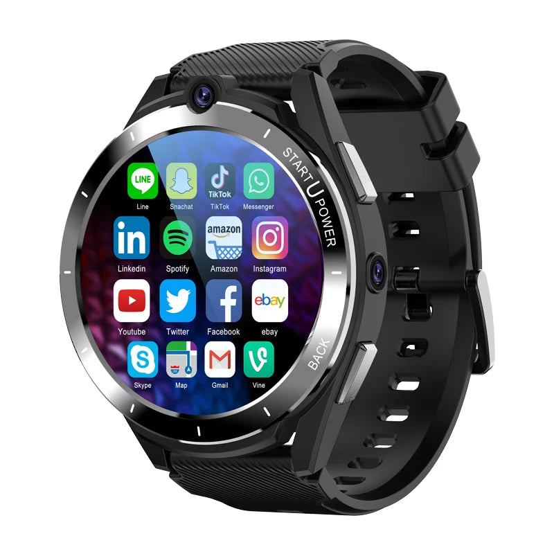 1800mAh 8 million pixels dual camera 1.6 inch 400*400 HD round screen SIM 4G full Netcom call 6+128GB Android phone smart watch - My Store