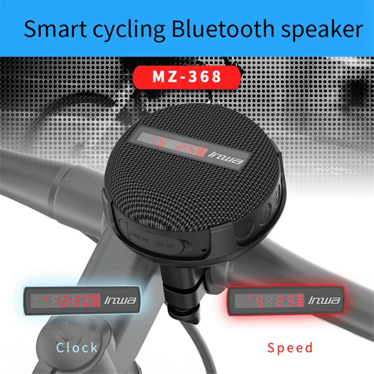 INWA Smart Bluetooth Quick Display Speaker Portable Waterproof and Dustproof Outdoor Cycling Speaker - Black - My Store