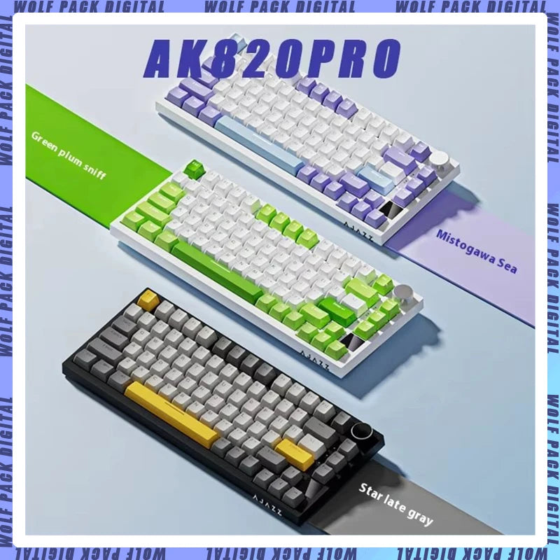 Ajazz Ak820pro/ak820 Mechanical Keyboard Bluetooth Hot-swap 3 Mode Rgb E-sports Customized Keyboard Backlit 75% Layout Portable - My Store