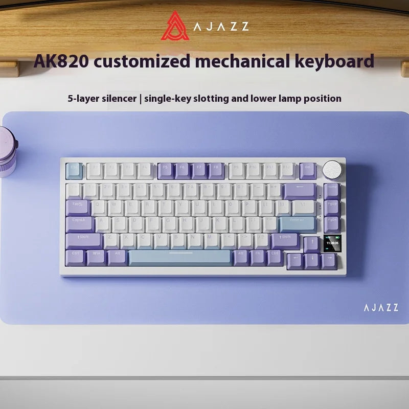 Ajazz Ak820pro/ak820 Mechanical Keyboard Bluetooth Hot-swap 3 Mode Rgb E-sports Customized Keyboard Backlit 75% Layout Portable - My Store