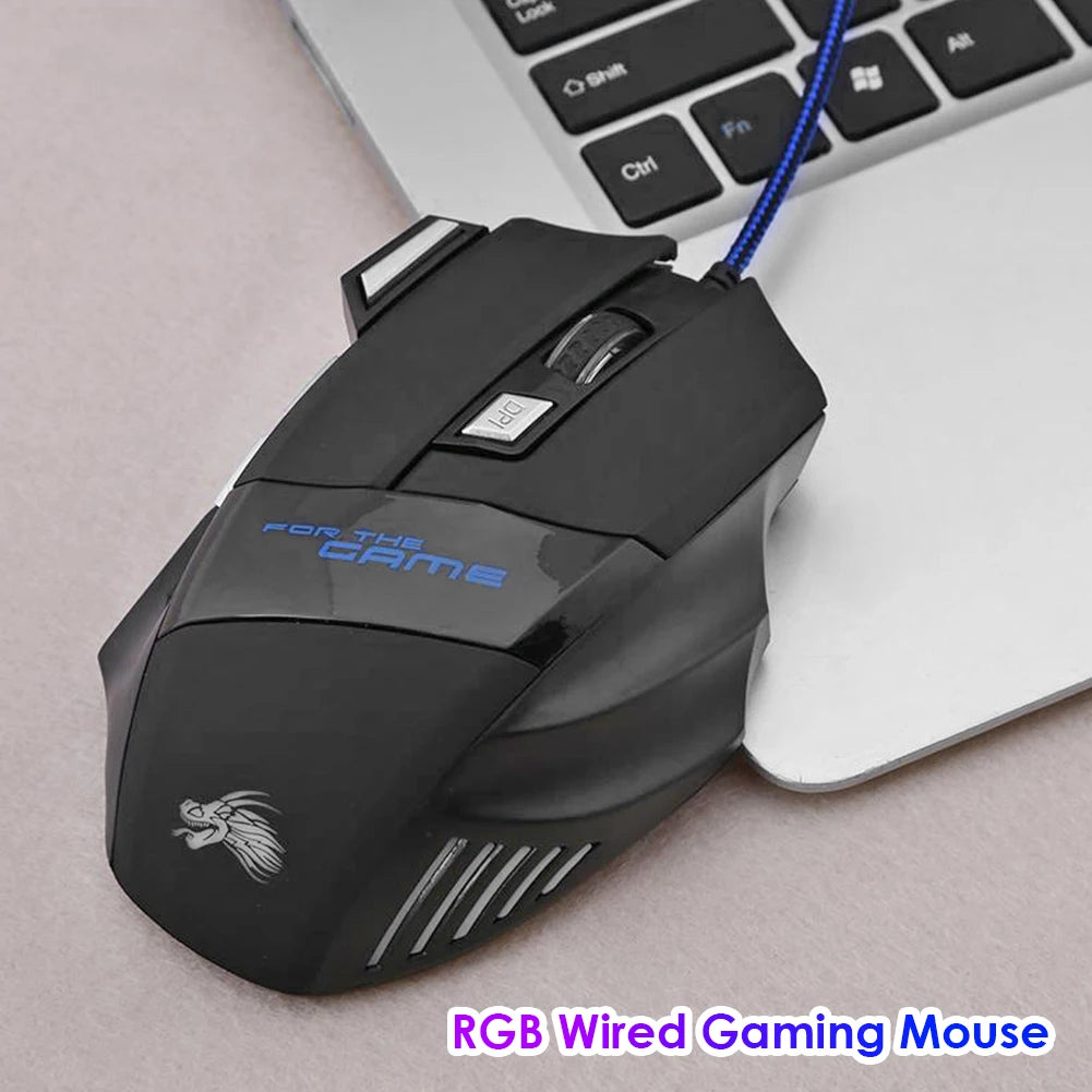 USB Wired Gaming Mouse 7 Button Backlit Ergonomic Mice 5500 DPI Backlight Adjustable Optical Mice for PC Gamer Computer Desktop - My Store