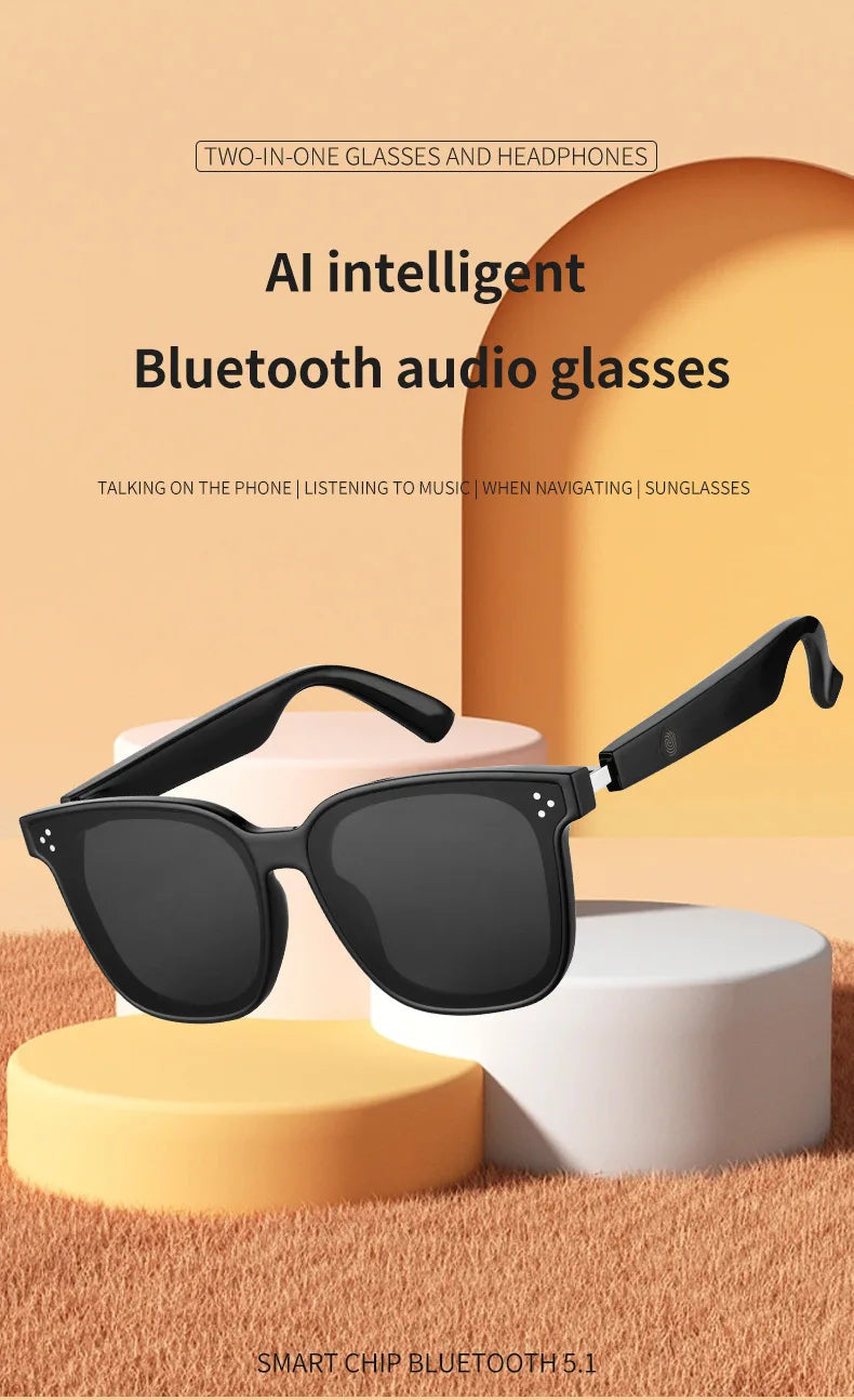 Bluetooth Smart Audio Glasses For Listen To Music And Call Fishing Driving UV 400 Protection Sunglasses Fast Charging Headphone - My Store