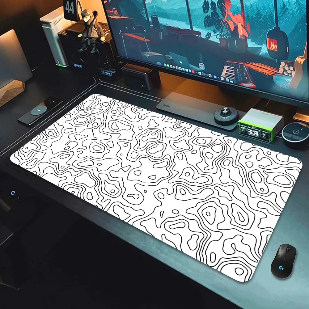 Strata Liquid Stains Black Mouse Pad 900x400 Topographic Big Mousepad Company Gamer Rug Xxl Deskmat HD Diy Personalized Deskpad - My Store