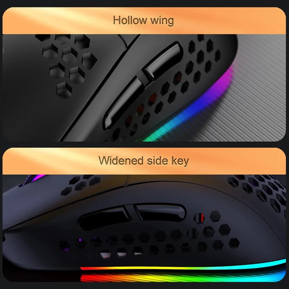 M8 Ultralight Wired Gaming Mouse Lightweight Honeycomb Shell 6 RGB Breathing Backlit Mice 6400 DPI USB for Win Xbox PS4 Mac HP - My Store