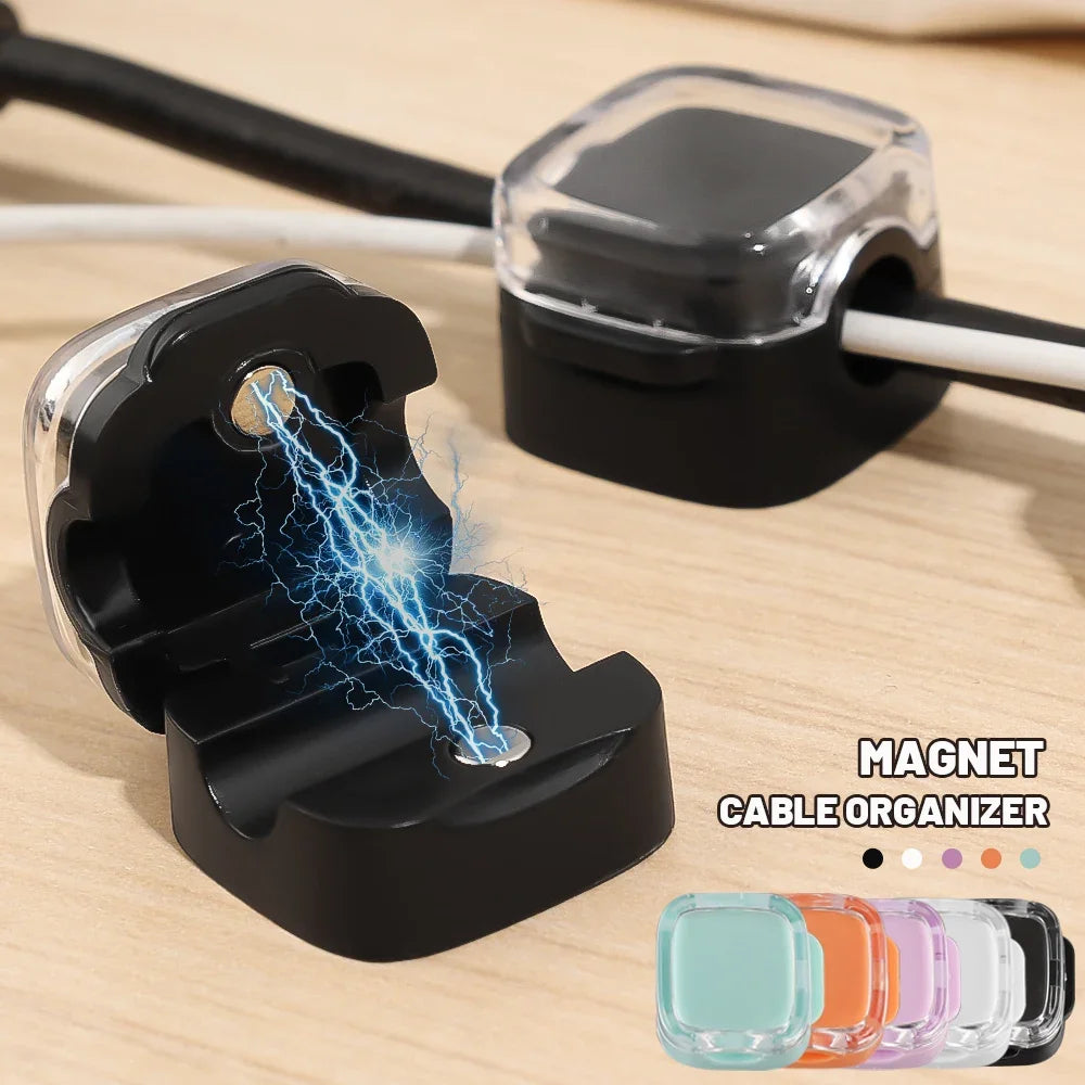 Magnetic Desk Cable Clips Wire Management Phone Charging Cable Keeper Strong Adhesive Wire Charger Holder Home Office Supplies - My Store