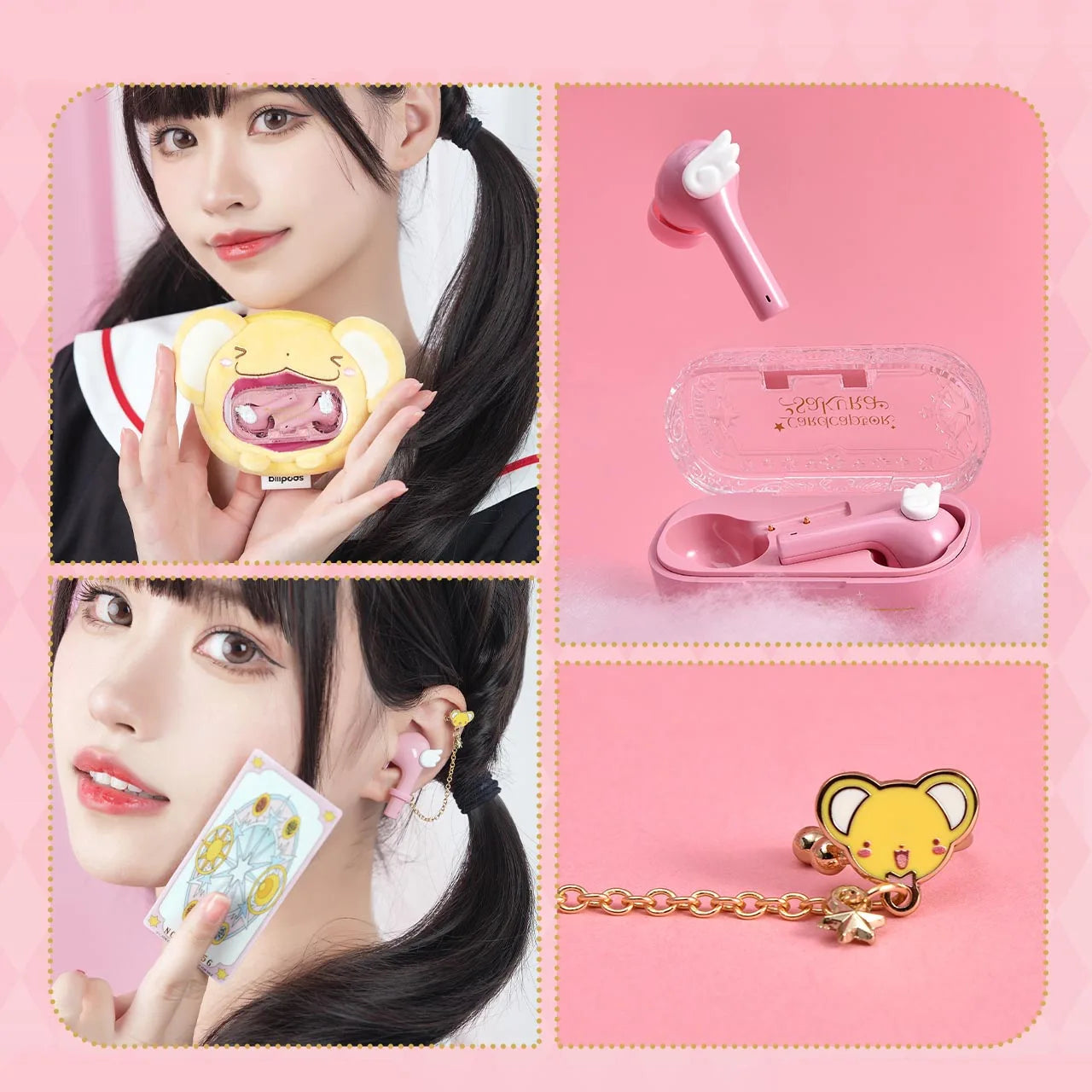 Cardcaptor Sakura Earphone Cute Pink Wireless Bluetooth 5.3 Headphone Intelligent Noise Cancellation IPX4 Waterproof Earbuds - My Store