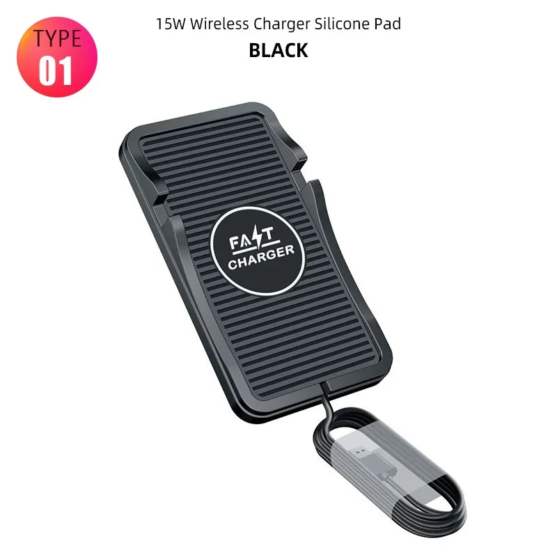 15W Car Fast Wireless For iPhone 15 Charger Pad Mat Wireless Charger Automatic Clamping Car Mount Phone Holder Car Electronics - My Store