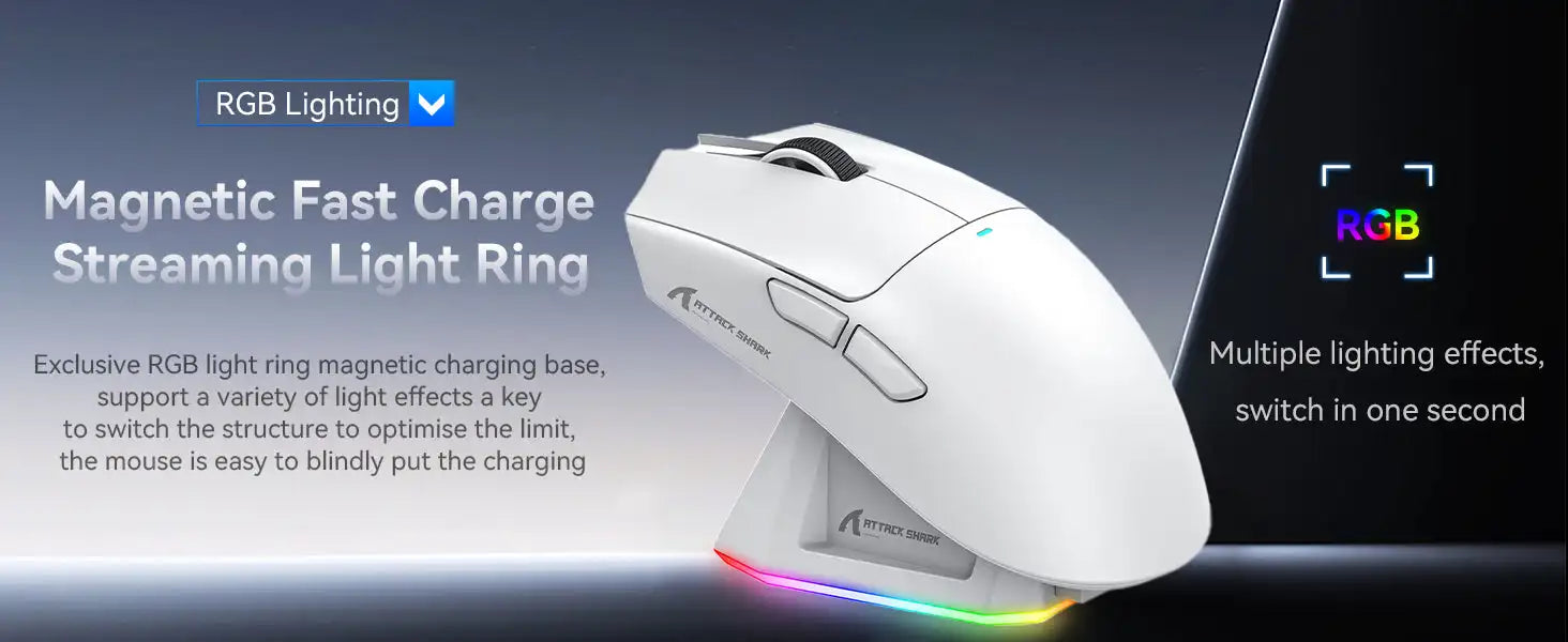 ATTACK SHARK X11 Lightweight Three-mode Wireless Gaming Mouse with RGB Charging Dock Optical Sensor PAW3311 22K DPI PC/Mac - My Store