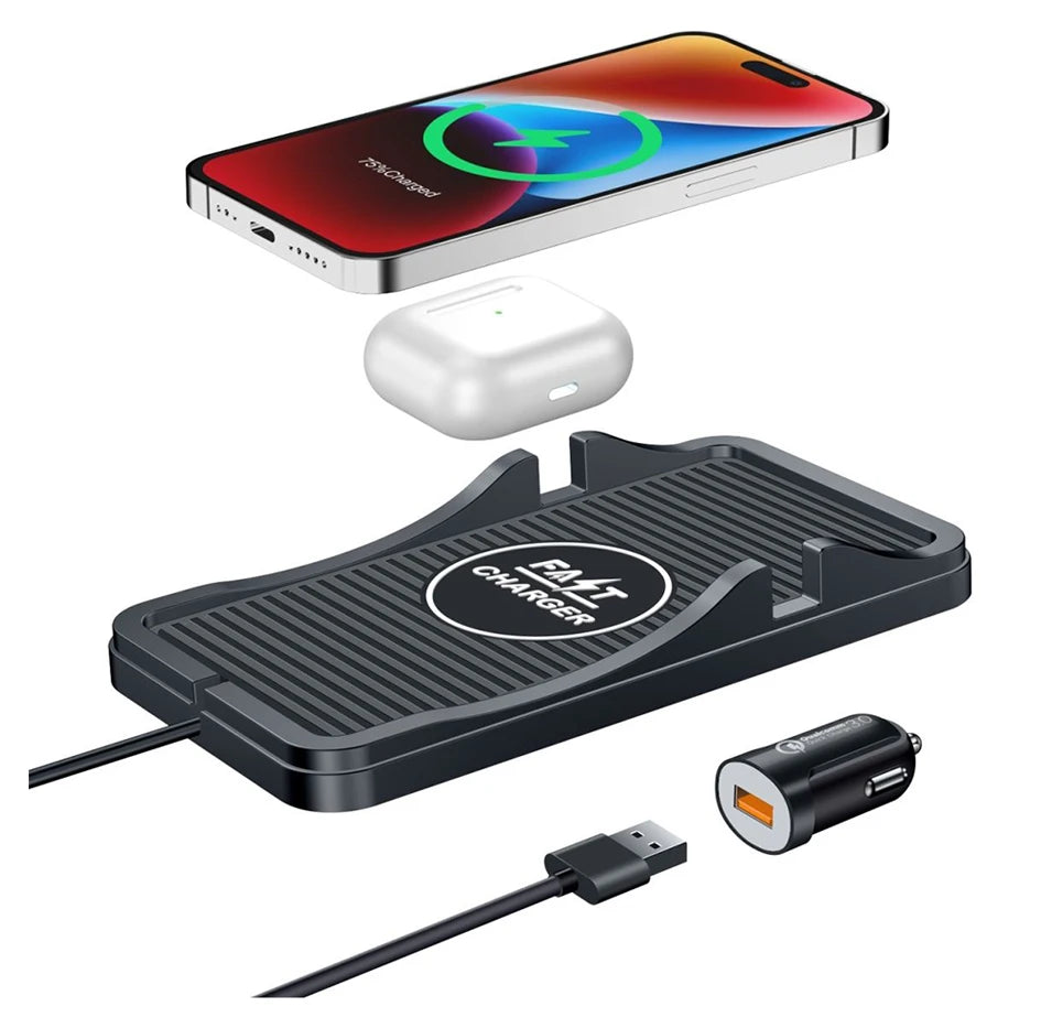 15W Car Fast Wireless For iPhone 15 Charger Pad Mat Wireless Charger Automatic Clamping Car Mount Phone Holder Car Electronics - My Store