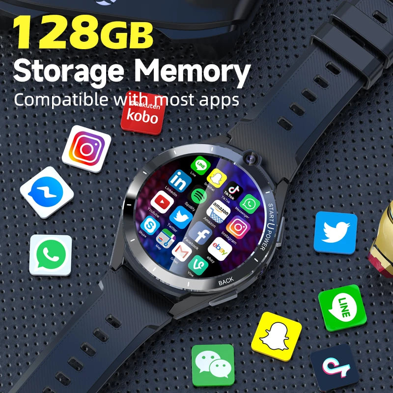 1800mAh 8 million pixels dual camera 1.6 inch 400*400 HD round screen SIM 4G full Netcom call 6+128GB Android phone smart watch - My Store