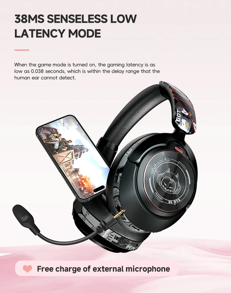 2024 Hand Painted ANC Wireless Headphones Over Ear Active Noise Cancelling Bluetooth 5.4 Headset Deep Bass with Microphones - My Store