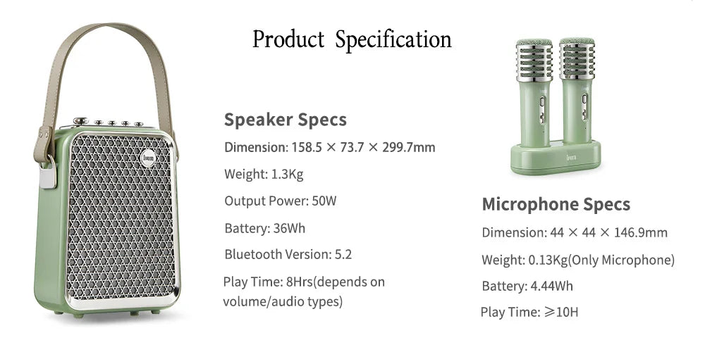 Divoom SongBird-HQ Portable Bluetooth Speaker 50W Powerful Sound with Karaoke Microphone Voice Change Mode Home Gitf Hot selling - My Store