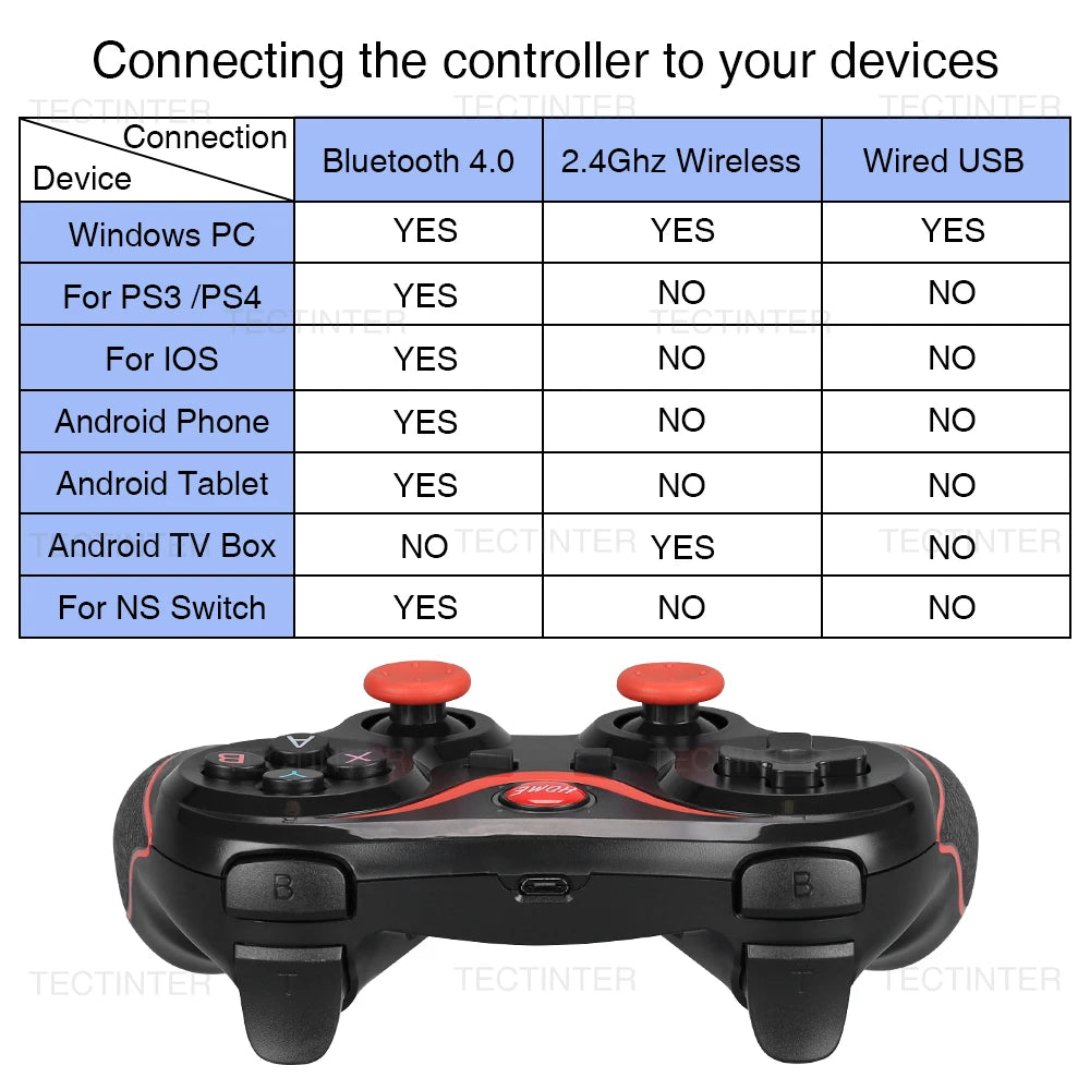 Terios T3 X3 Wireless Joystick Gamepad PC Game Controller Support Bluetooth BT3.0 Joystick For Mobile Phone Tablet TV Box Holder - My Store