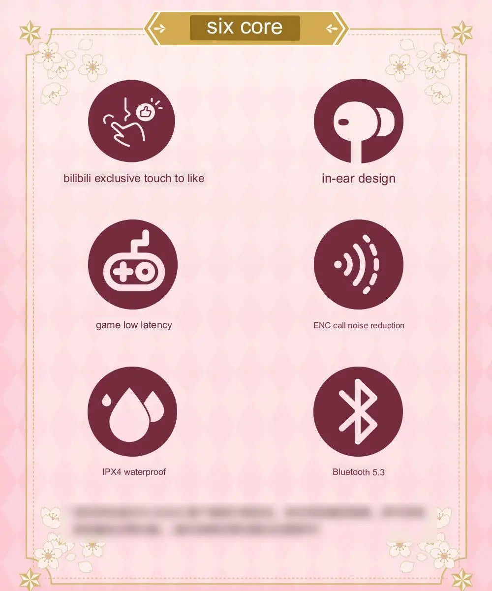 Cardcaptor Sakura Earphone Cute Pink Wireless Bluetooth 5.3 Headphone Intelligent Noise Cancellation IPX4 Waterproof Earbuds - My Store