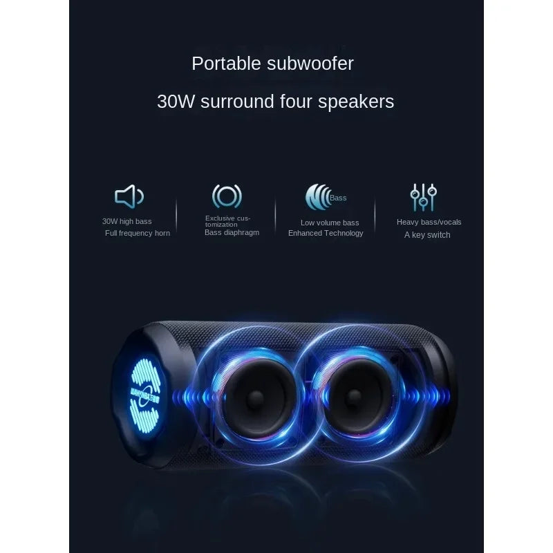 Wanyinba M6 Bluetooth speaker 30W large volume portable outdoor waterproof small audio high sound quality overweight subwoofer - My Store