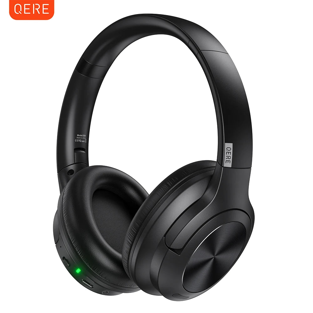 Wireless headphones QERE E80 Earphone bluetooth 5.3 ANC Noise Cancellation Hi-Res Audio Over the Ear Headset 70H 40mm Driver2.4G - My Store