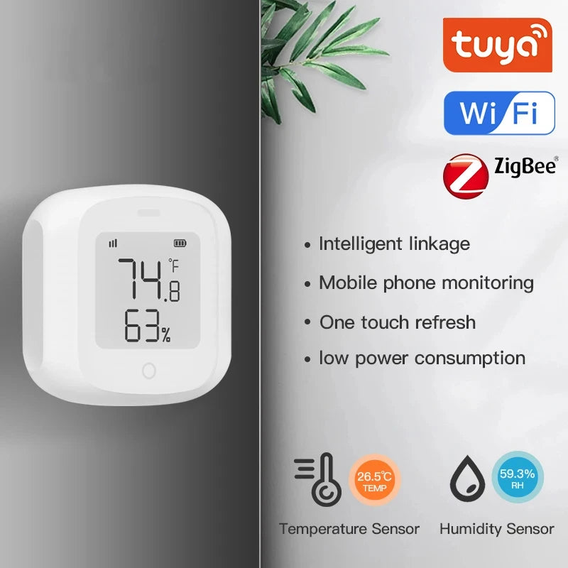 Tuya ZigBee 3.0 Temperature Humidity Sensor Smart Home Automation WiFi Indoor Thermometer LCD Display Works with Alexa Google - My Store