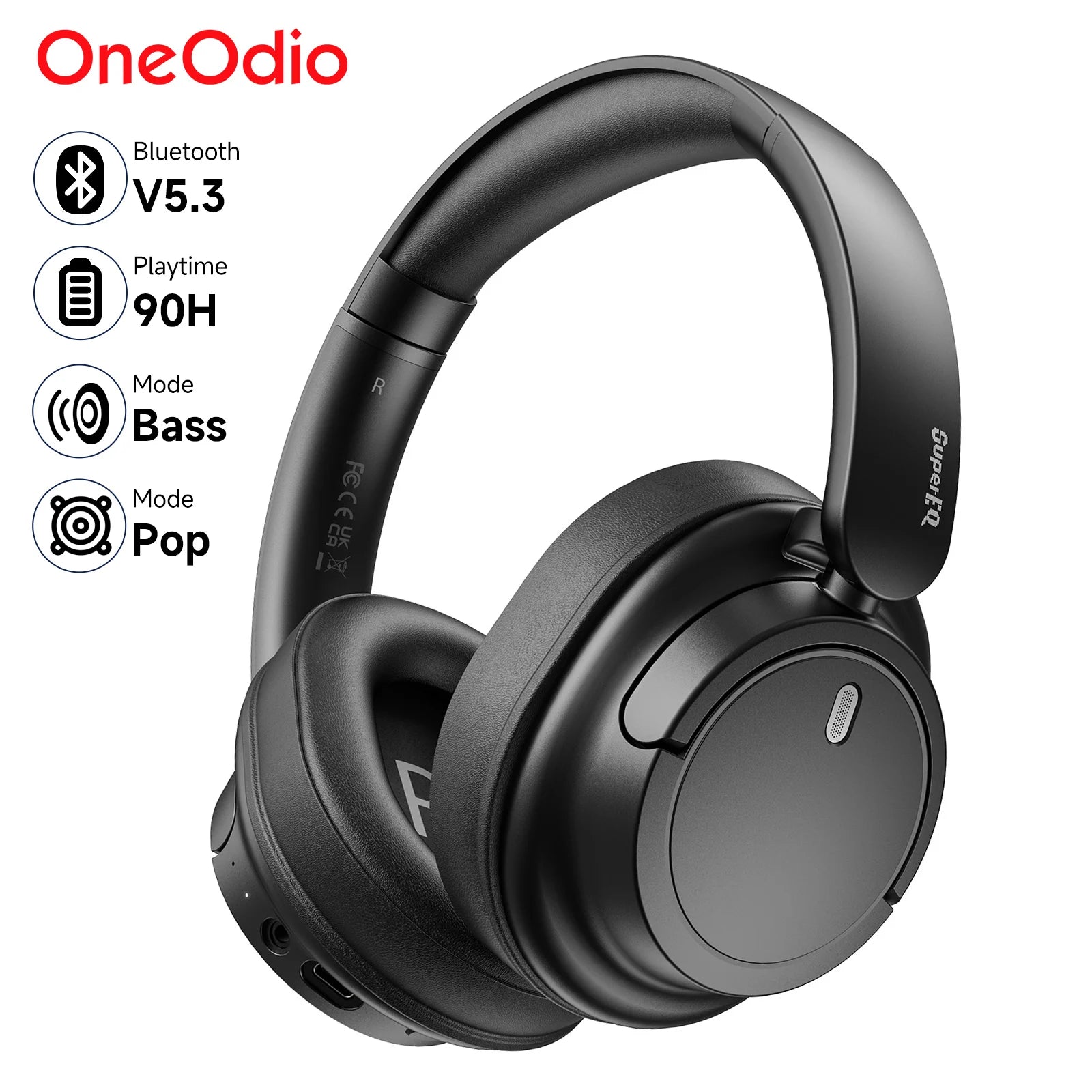 Oneodio SuperEQ V16 Wireless Headphones Bluetooth 5.3 Over Ear Headset With Mic Bass/Pop Mode Foldable Headphones 90H Playtime - My Store