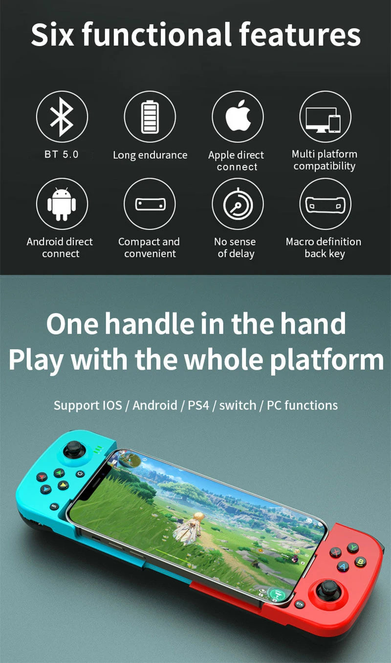 D3 Wireless BT 5.0 Stretchable Gamepad For Mobile Phone Android IOS Devices Retractable Joystick for PC Video Game Controller - My Store