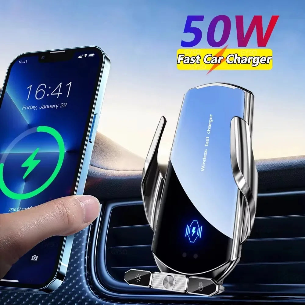 50W Car Wireless Charging Auto Wireless Charger Stand For iPhone 15 14 13 Samsung Xiaomi Air Vent Stand Car Phone Holder Mount - My Store