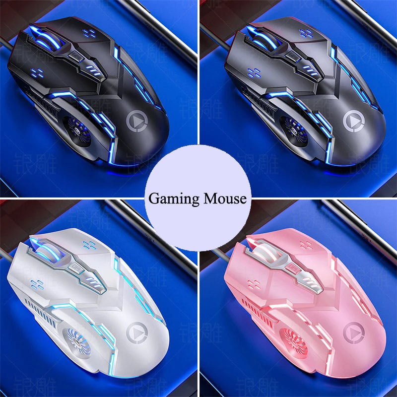 Pink Wired Gaming Mouse Backlit High Sensitivity 6 Keys Macro Programming Gamer Mechanical RGB Mute For Game Computer Tablet PC - My Store