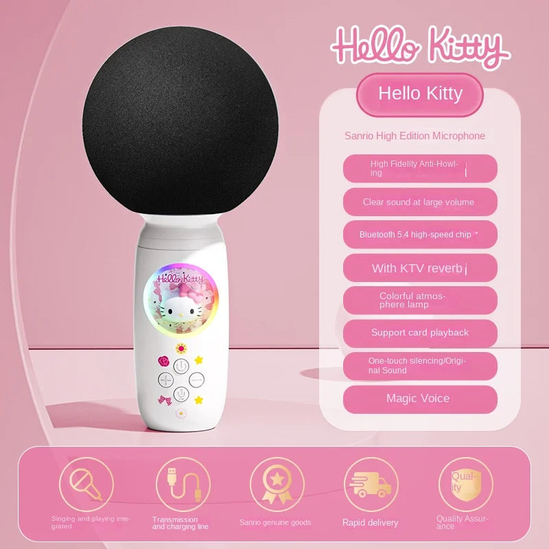 Sanrio Bluetooth Karaoke Machine Portable Speaker System Wireless Bluetooth Microphone With Light Machine Home Family Singing - My Store