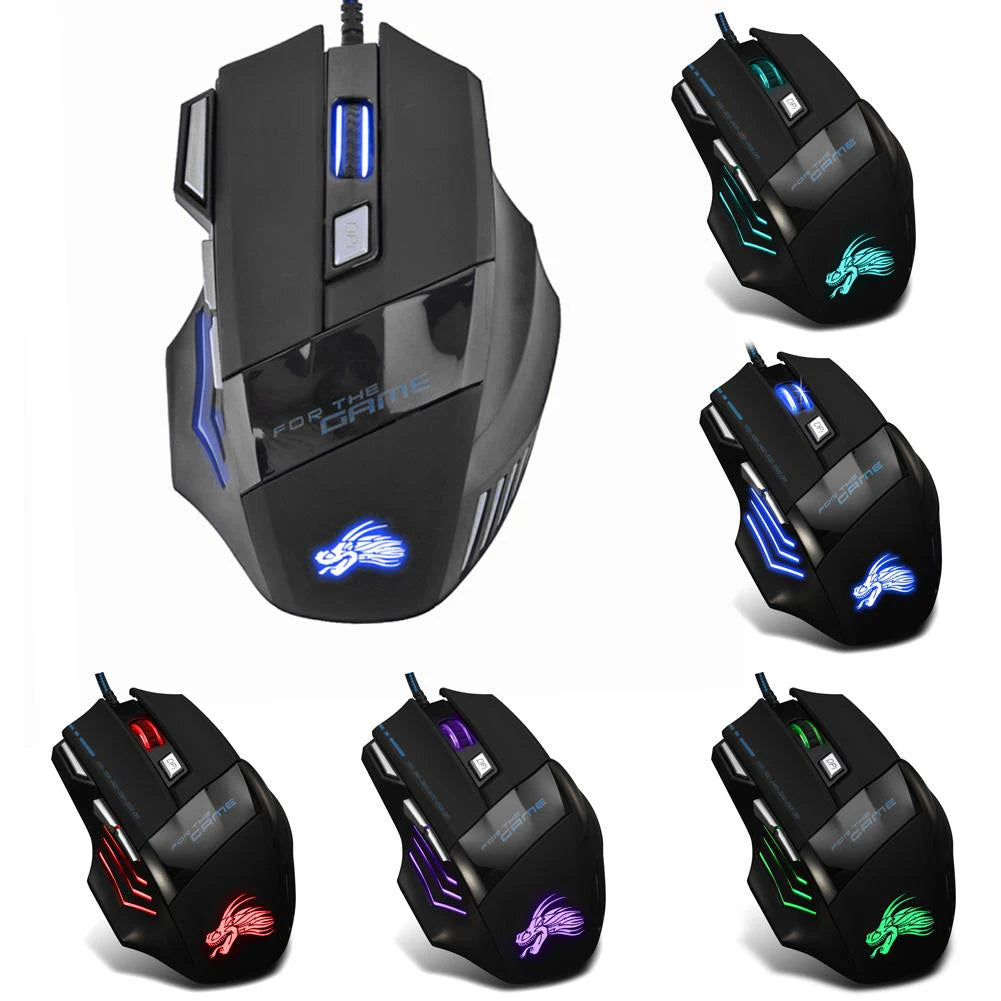 USB Wired Gaming Mouse 7 Button Backlit Ergonomic Mice 5500 DPI Backlight Adjustable Optical Mice for PC Gamer Computer Desktop - My Store