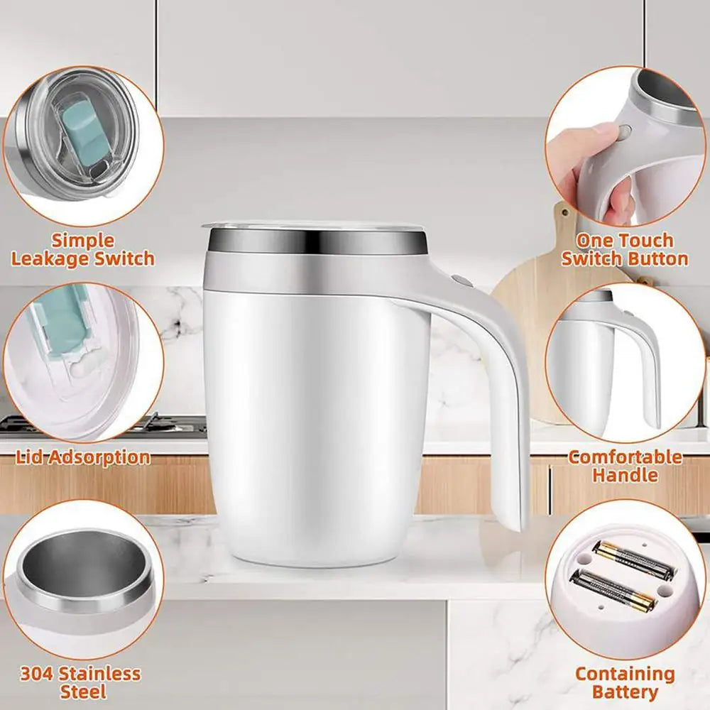 Automatic Stirring Coffee Mug Stainless Steel Stirring Cup Rechargeable Coffee Blender Cup Waterproof Mixing Cup Automatic