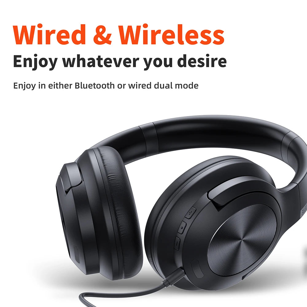 Wireless headphones QERE E80 Earphone bluetooth 5.3 ANC Noise Cancellation Hi-Res Audio Over the Ear Headset 70H 40mm Driver2.4G - My Store