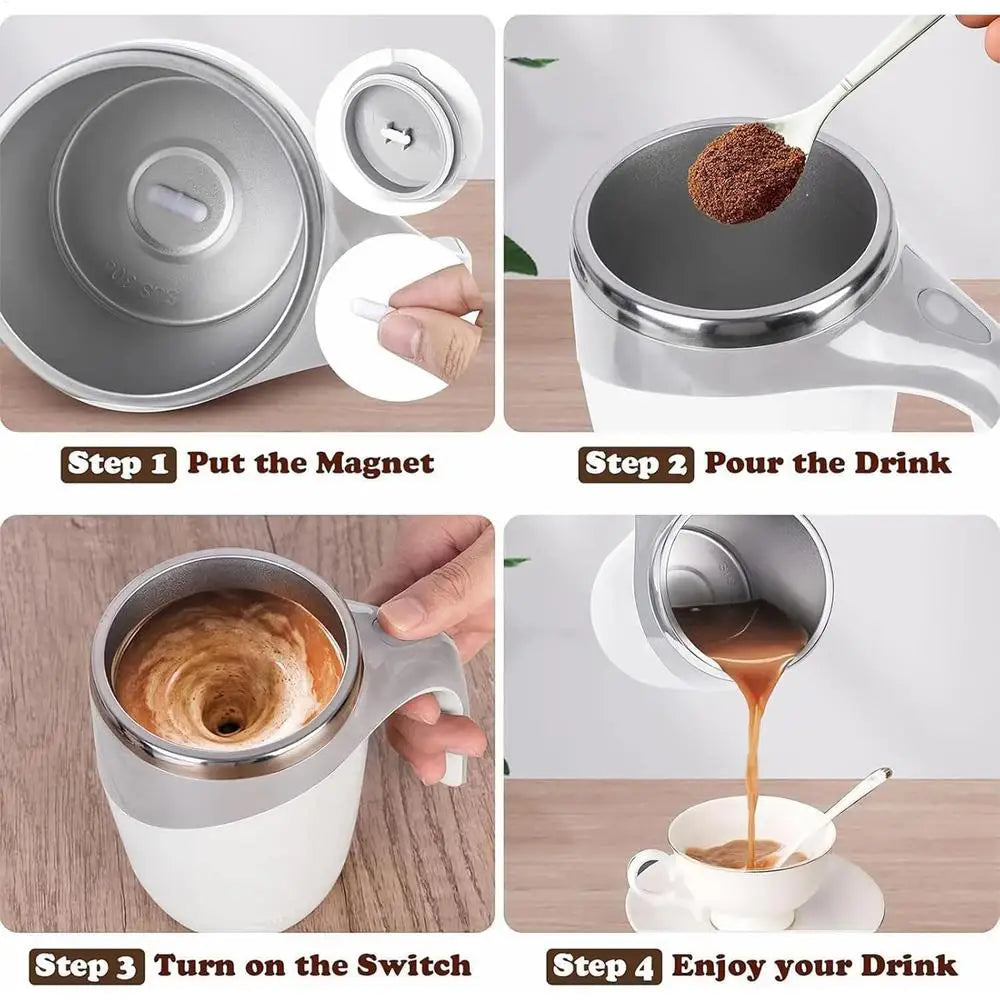 Automatic Stirring Coffee Mug Stainless Steel Stirring Cup Rechargeable Coffee Blender Cup Waterproof Mixing Cup Automatic