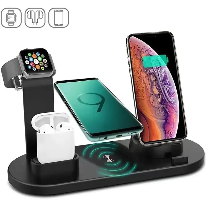 5 In 1 Wireless Charger Stand Pad For iPhone 15 14 13 12 11 X Apple Watch Airpods Desk Phone Chargers Fast Charging Dock Station - My Store