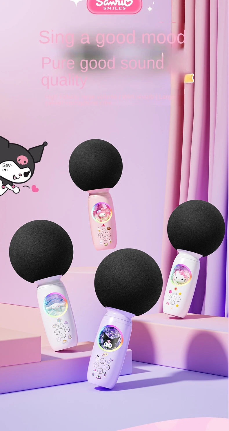 Sanrio Bluetooth Karaoke Machine Portable Speaker System Wireless Bluetooth Microphone With Light Machine Home Family Singing - My Store