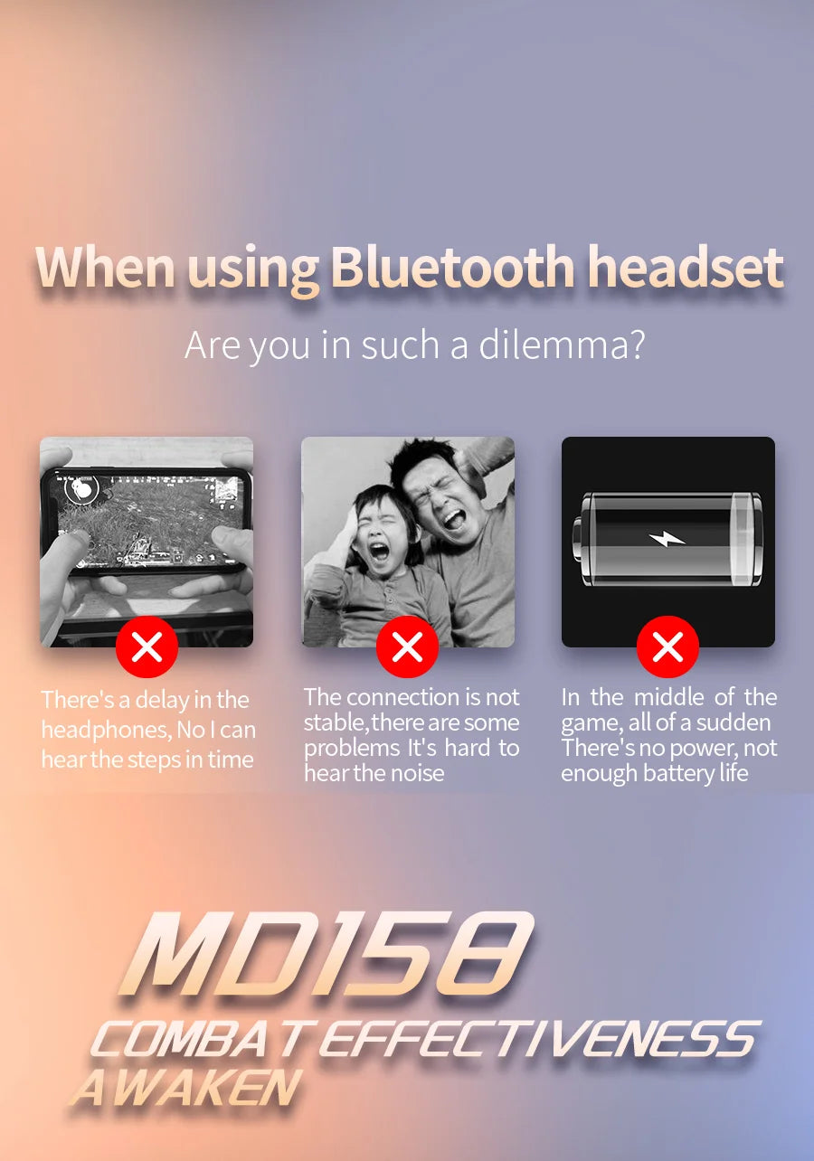 MD158 Gaming Wireless Bluetooth TWS Headphones Esports Game Earphone Low Latency Dual Decoding Stereo Breathing Light Earbuds - My Store