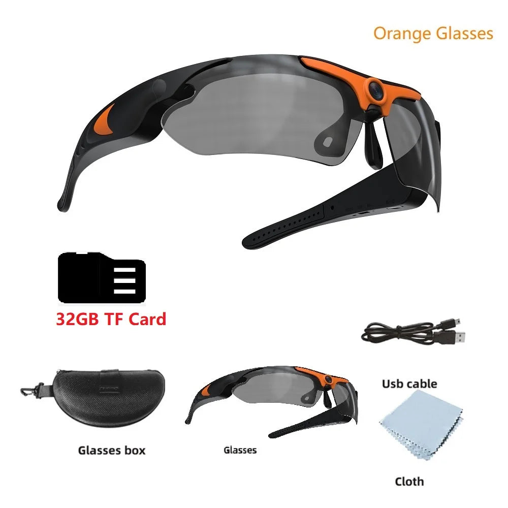 HD 1080P Smart Video Camera Outdoor Cycling Glasses Polarized Lens Smart Camcorder Security Protection Record Wearable Camera - My Store