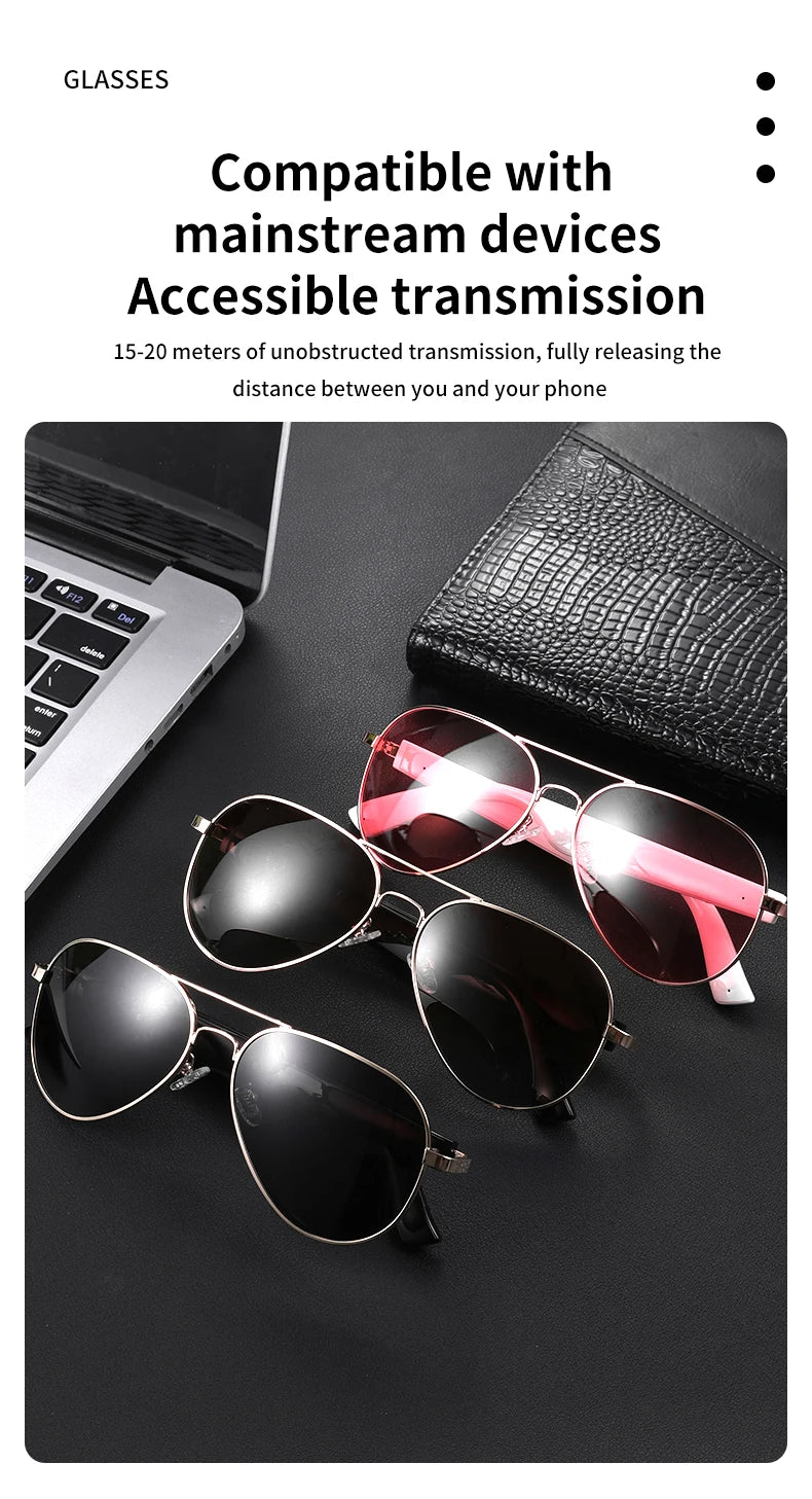 Bluetooth Sunglasses Smart Audio Glasses Nylon Lenses Dual Speakers Support Bluetooth Calls Music Eyeglasses For Men Women - My Store