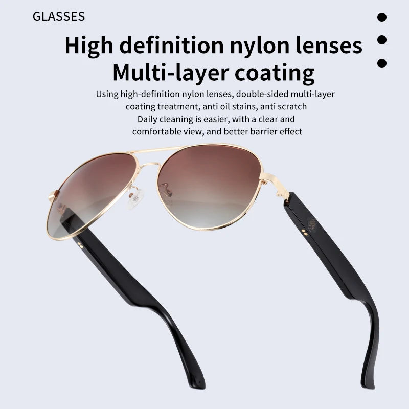 Bluetooth Sunglasses Smart Audio Glasses Nylon Lenses Dual Speakers Support Bluetooth Calls Music Eyeglasses For Men Women - My Store