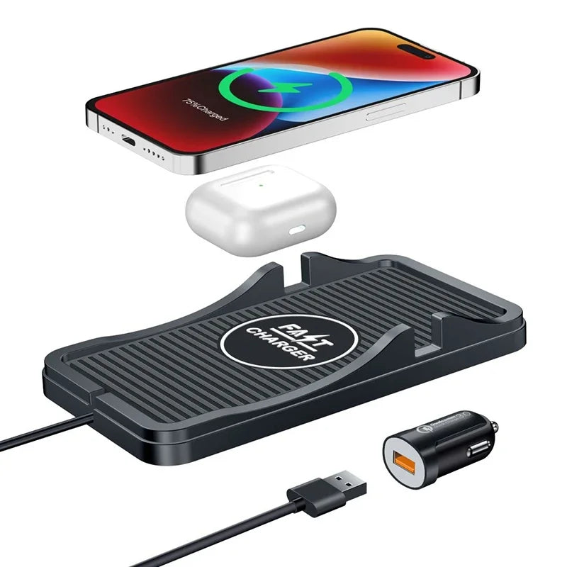 15W Car Fast Wireless For iPhone 15 Charger Pad Mat Wireless Charger Automatic Clamping Car Mount Phone Holder Car Electronics - My Store