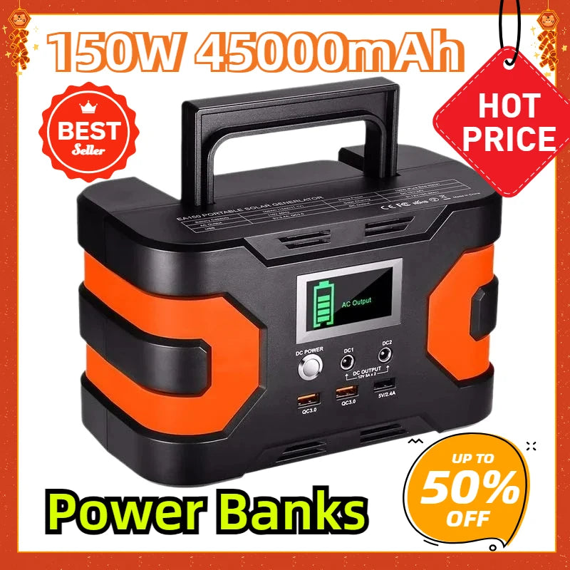 For Outdoor Camping USA Warehouse EA150 Power Banks 150W 45000mAh Inverter Solar Portable Generators Portable Power Station - My Store